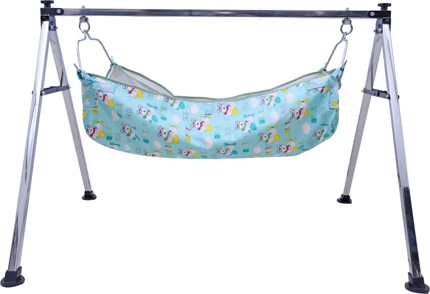 SwingTEC SS Folding Cradle Crib Ghodiyu Palna with Cotton Bassinet