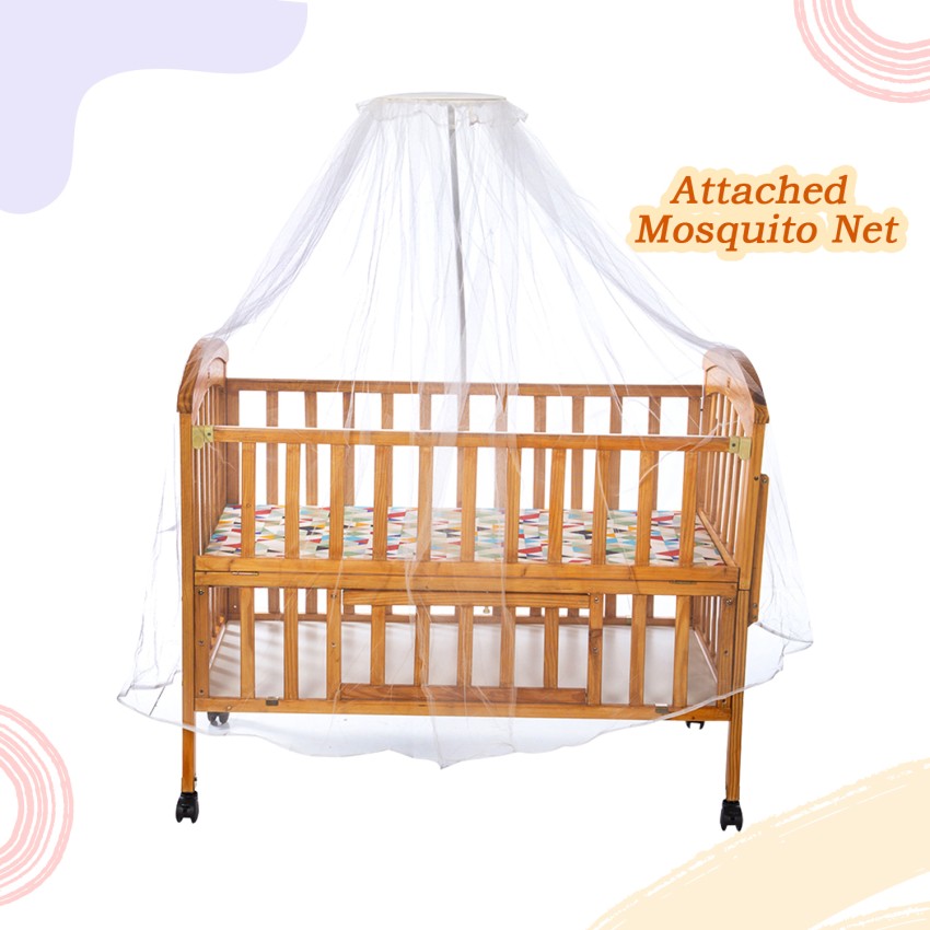 Wooden Baby Cot with Swinging Cradle