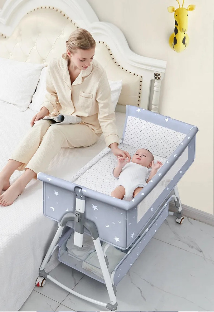 BabyTeddy Portable Baby Crib Cot Cradle Bassinet Bedside Swing Bed