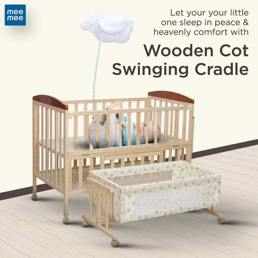 MeeMee Baby Wooden Cot Swinging Sleeping Cot with Extra Storage Cradle for 0 3 Yrs Cot Buy baby Cot Buy Babycare products in India. Flipkart