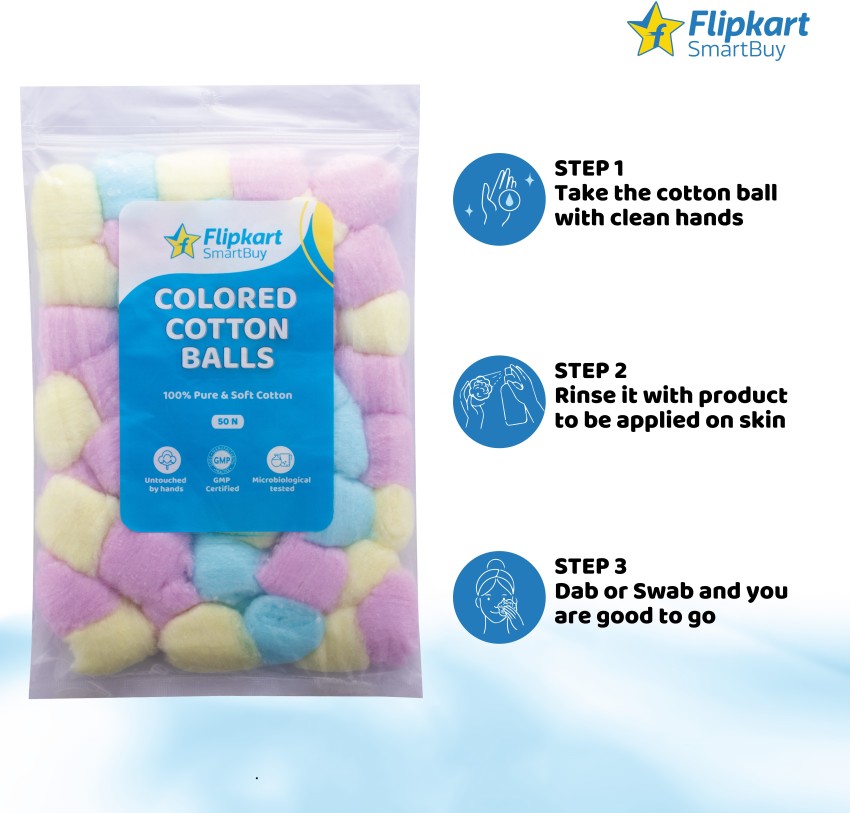 Flipkart SmartBuy Colored 100% Pure Cotton Balls - Price in India, Buy  Flipkart SmartBuy Colored 100% Pure Cotton Balls Online In India, Reviews,  Ratings & Features