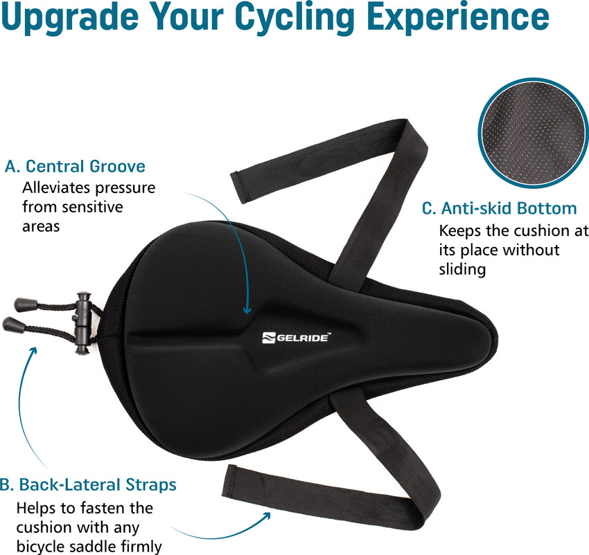 GELRIDE Premium 3D Gel Bicycle Saddle Seat Cushion Cover for Indoor Outdoor Cycling Bicycle Seat Cover Free Size Buy GELRIDE Premium 3D Gel Bicycle Saddle Seat Cushion Cover for Indoor Outdoor