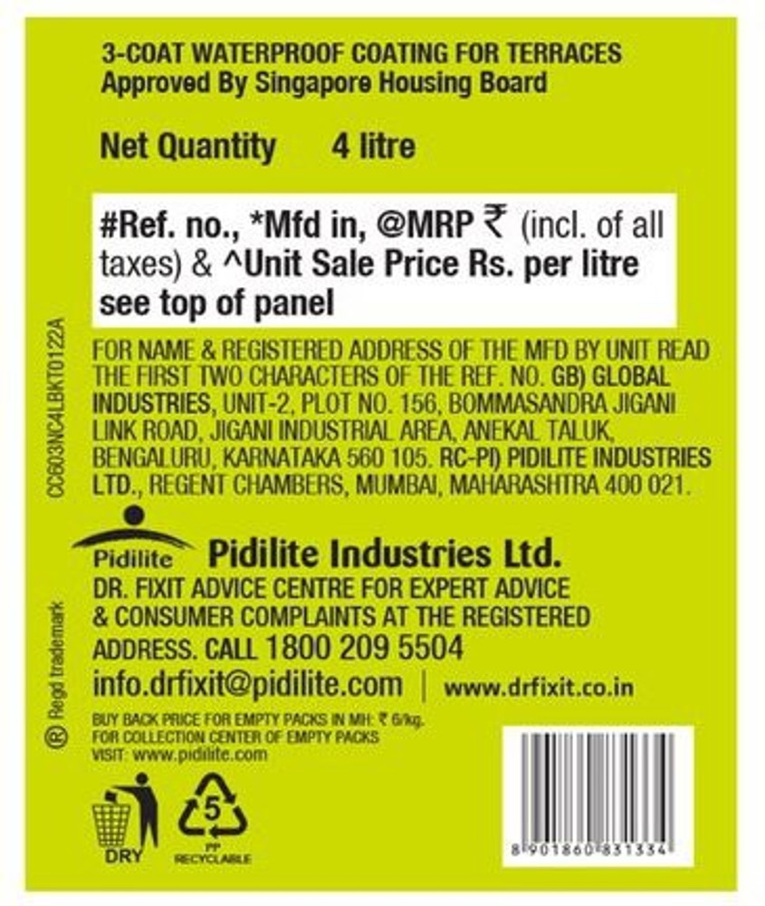 Dr. Fixit 623 Newcoat Ezee Waterproof Coating For Roofs Crack