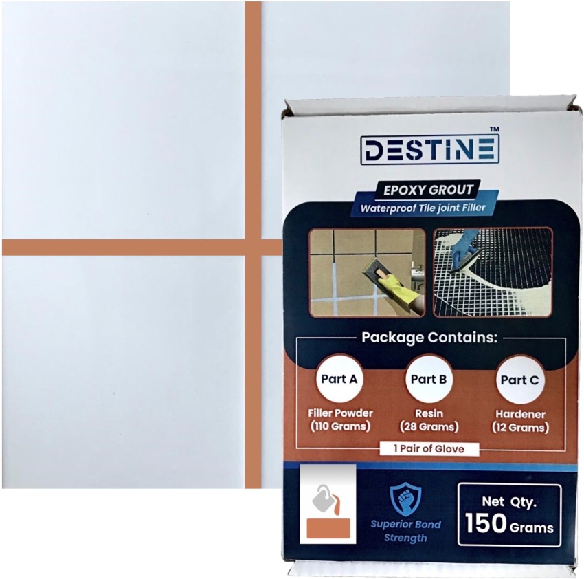 DESTINE™ Epoxy Grout for Tiles (20 COLOURS) (MINI PACKS: 100 Gm, 250 Gm,  500 Gm), Waterproof & Stain Resistant, Tile Grout, Tiles Joint Filler,  Crack Filler, Epoxy Grout (250 Grams, Coffee Brown) 