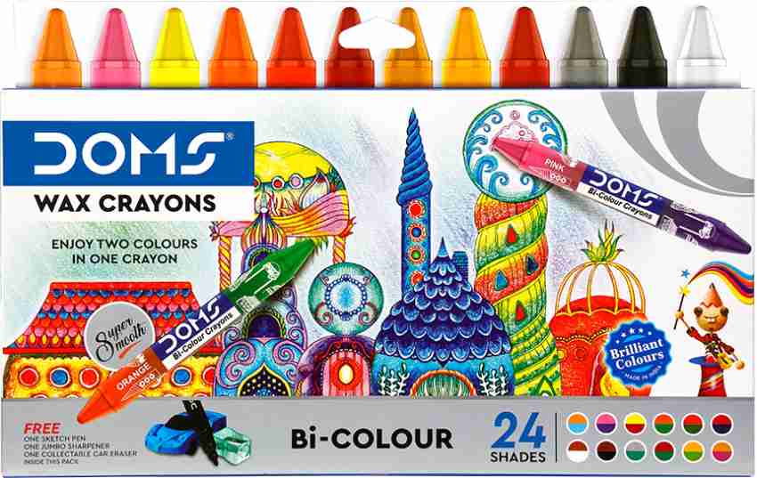 DOMS Bi-colour Wax crayons 24 shades 