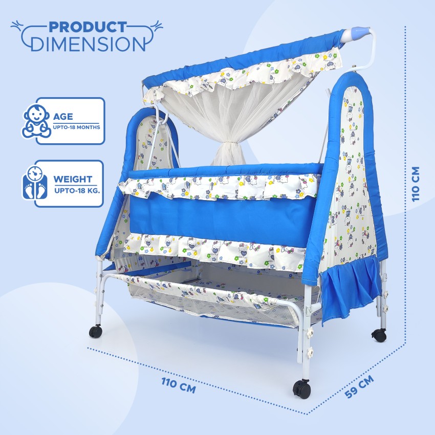 NHR Baby Cradle with Mosquito Net for 0 18 Months Cap 18 kg