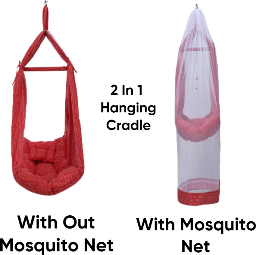 Hanging cradle shop with mosquito net