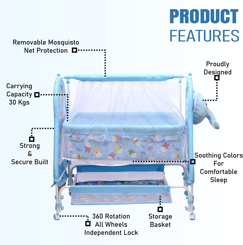 Pandaoriginals JUMBO CRADLE Premium quality Baby Bed with Strong frame and Soft Cushioning Standard crib