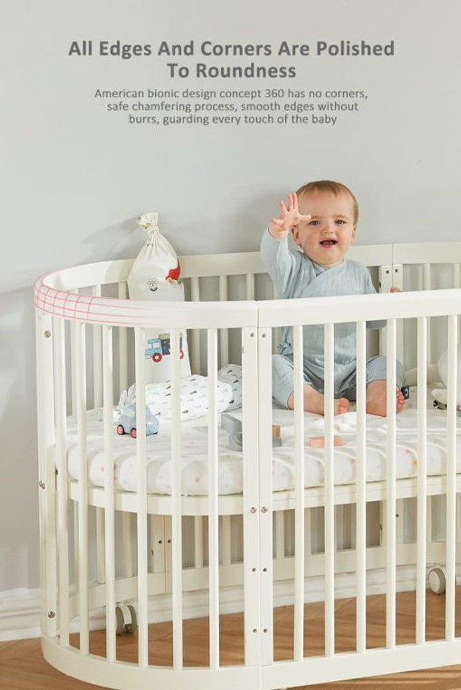 StarAndDaisy Multi functional 6 in 1 Wooden Cot Crib For Baby