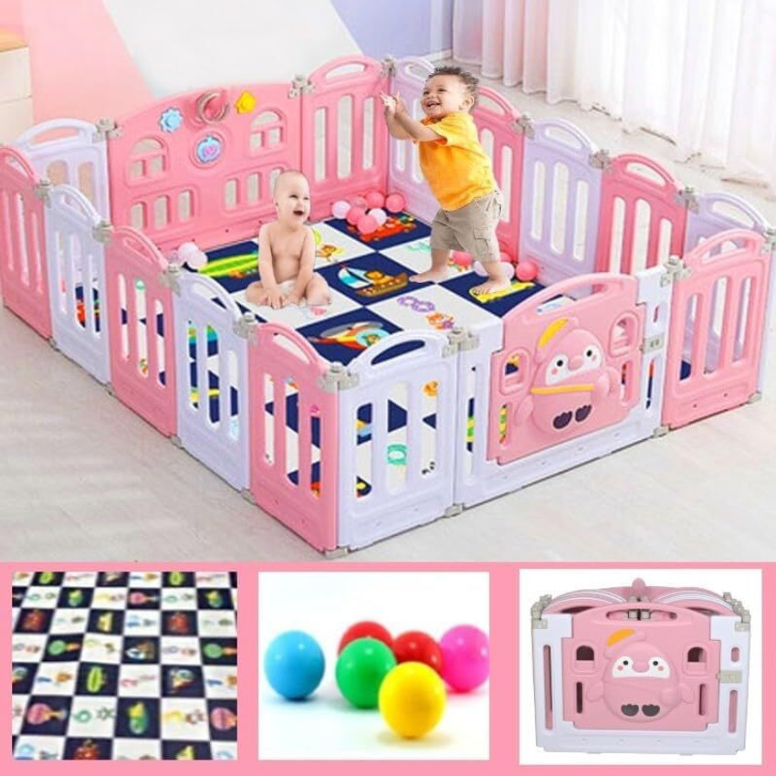 Nucarture 14 Panel Playpen for Kids Playard Babies Play Area Fence Balls with Mat Indoor Buy Baby Care Products in India Flipkart