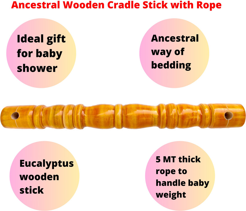 Pyengora Traditional Wooden Baby Cradle Swing Stick Thottil Kattai