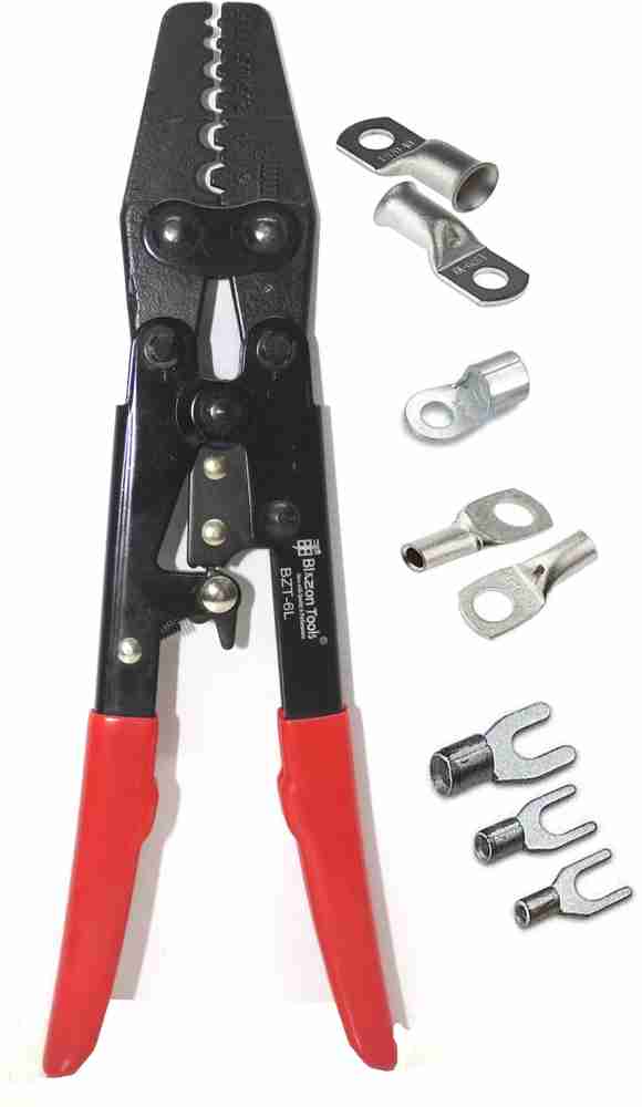 Blazon Tools BZT 6L 0.5mm2 to 6mm2 Capacity Lugs AWG 18 10 Crimping Tool Non Insulated Terminal Crimping Tool Electrician Plier cable links Manual