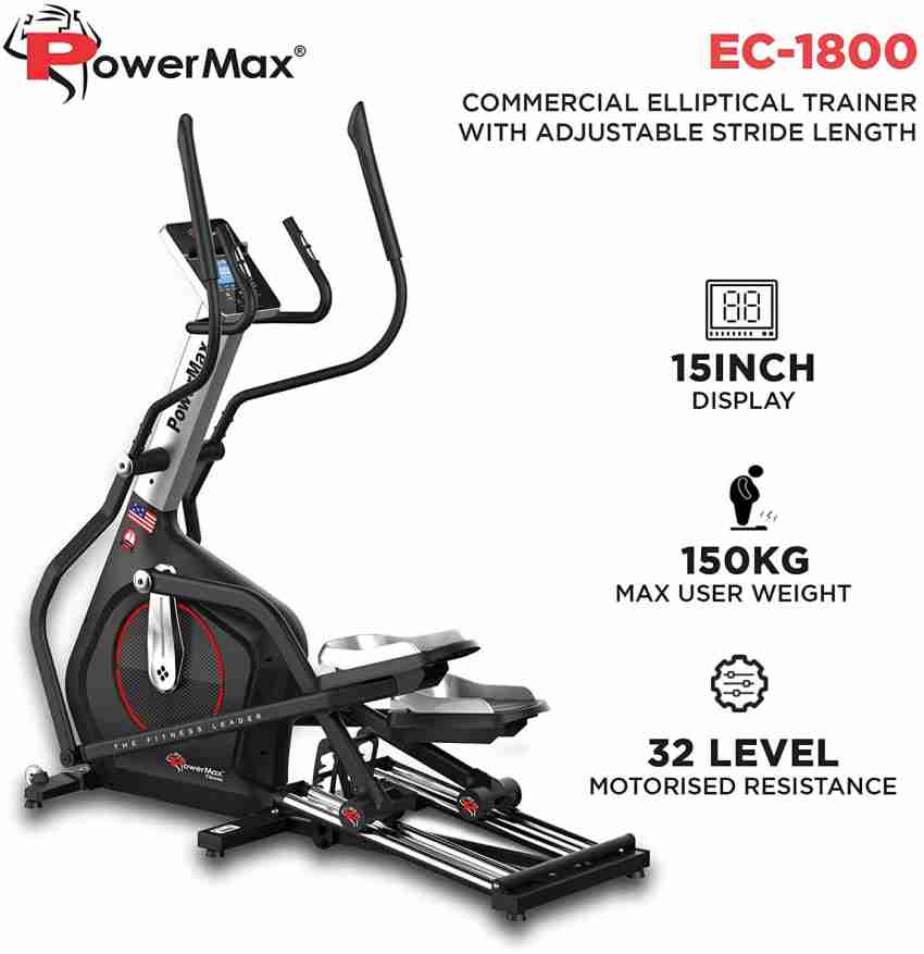 Powermax Fitness EC 1800 Commercial Elliptical with Adjustable Stride Length Cross Trainer Buy Powermax Fitness EC 1800 Commercial Elliptical with Adjustable Stride Length Cross Trainer Online at Best...