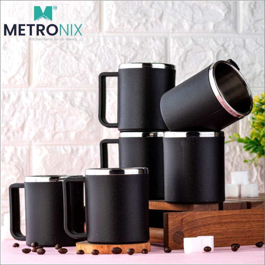 METRONIX Pack of 6 Stainless Steel, Plastic Tea-Coffee Lover's 1st Choice  Tea Cups Set / Steel Cup / Coffee Cup / Cup Set Price in India - Buy  METRONIX Pack of 6