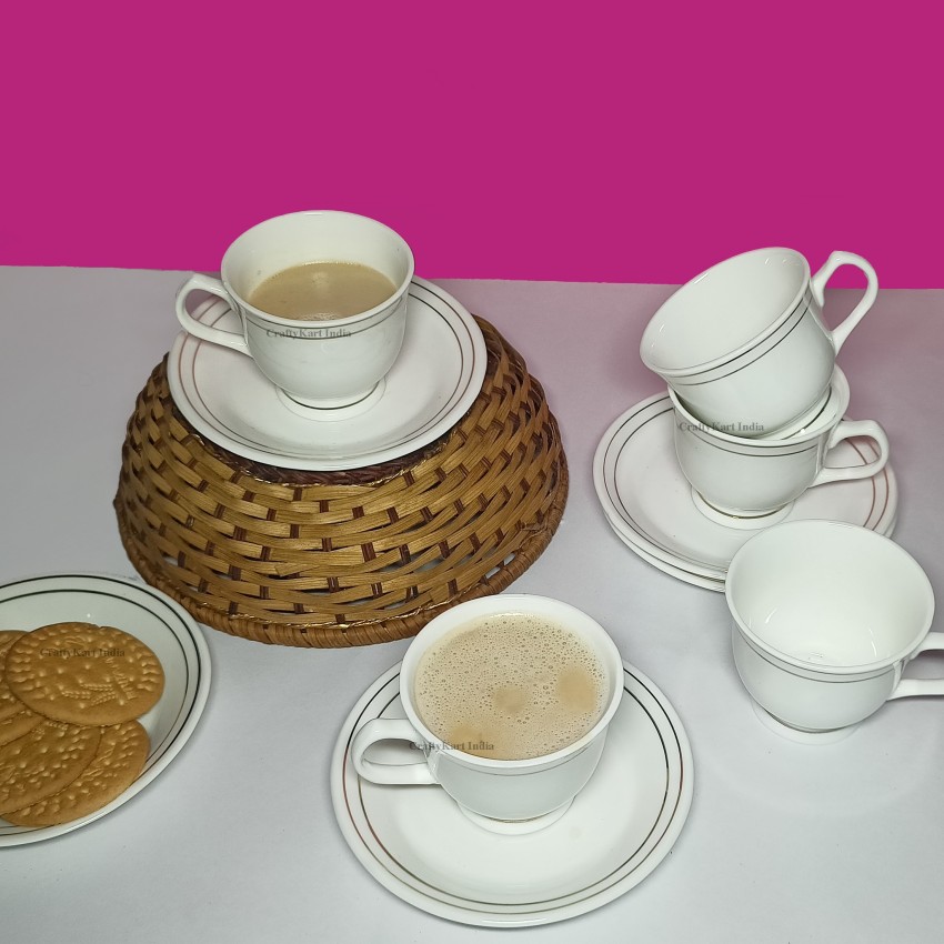 Olila Glass Tea Cup with Saucers 1pcs-E006 - Dada Bhai Crockeries
