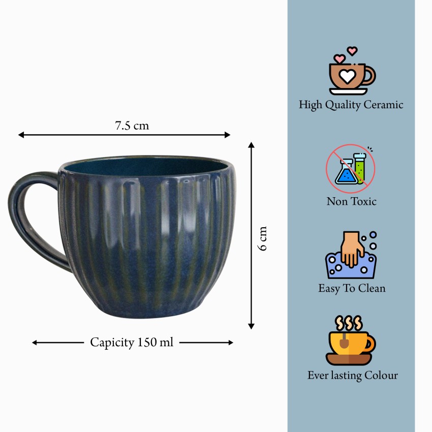 Merakrt Premium Ceramic Coffee Mug (350ml, Glam Blue) Microwave Safe C