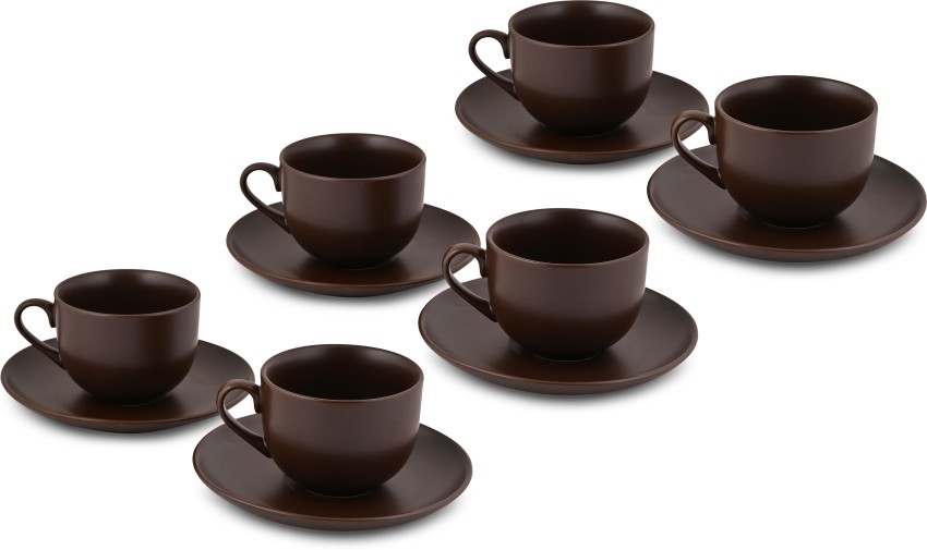 Cup Saucer, 280 ml, Set of 8, 4 Cup and 4 Saucers, Plain White – J