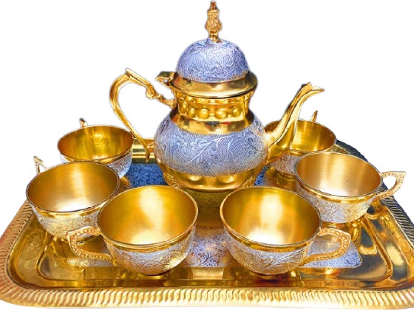 Luminous creations Pack of 8 Brass Tea set for gift purpose Price in India  - Buy Luminous creations Pack of 8 Brass Tea set for gift purpose online at