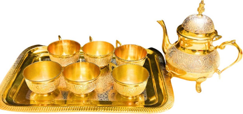 Luminous creations Pack of 8 Brass Brass Gold & Silver Tea Set of