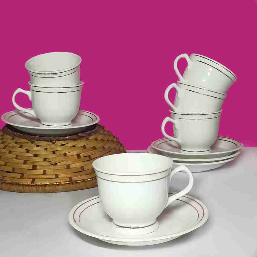 Olila Glass Tea Cup with Saucers 1pcs-E006 - Dada Bhai Crockeries