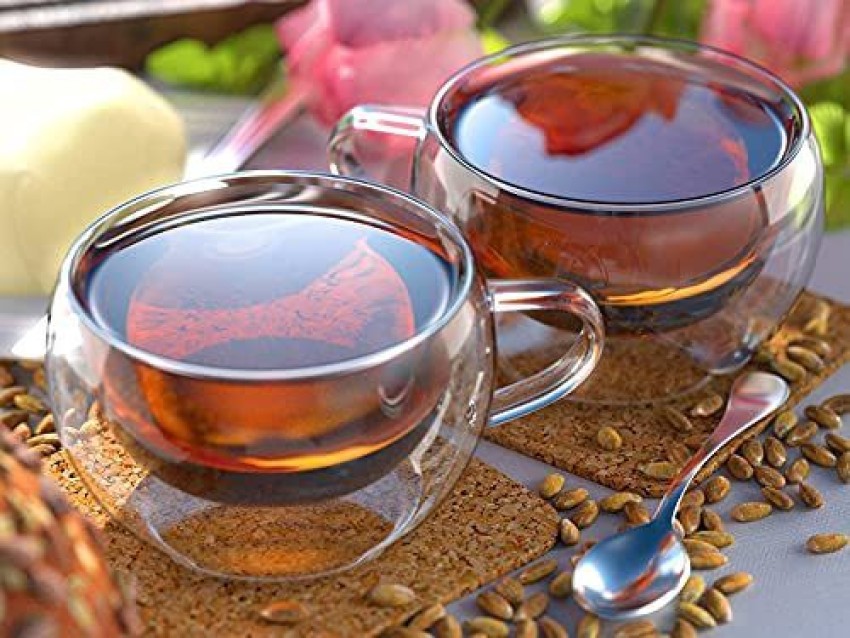 Femora Glass Double Wall Tea Cup, Transparent, 350ml (Single Piece