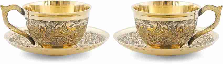 Luminous creations Pack of 8 Brass Tea set for gift purpose Price in India  - Buy Luminous creations Pack of 8 Brass Tea set for gift purpose online at
