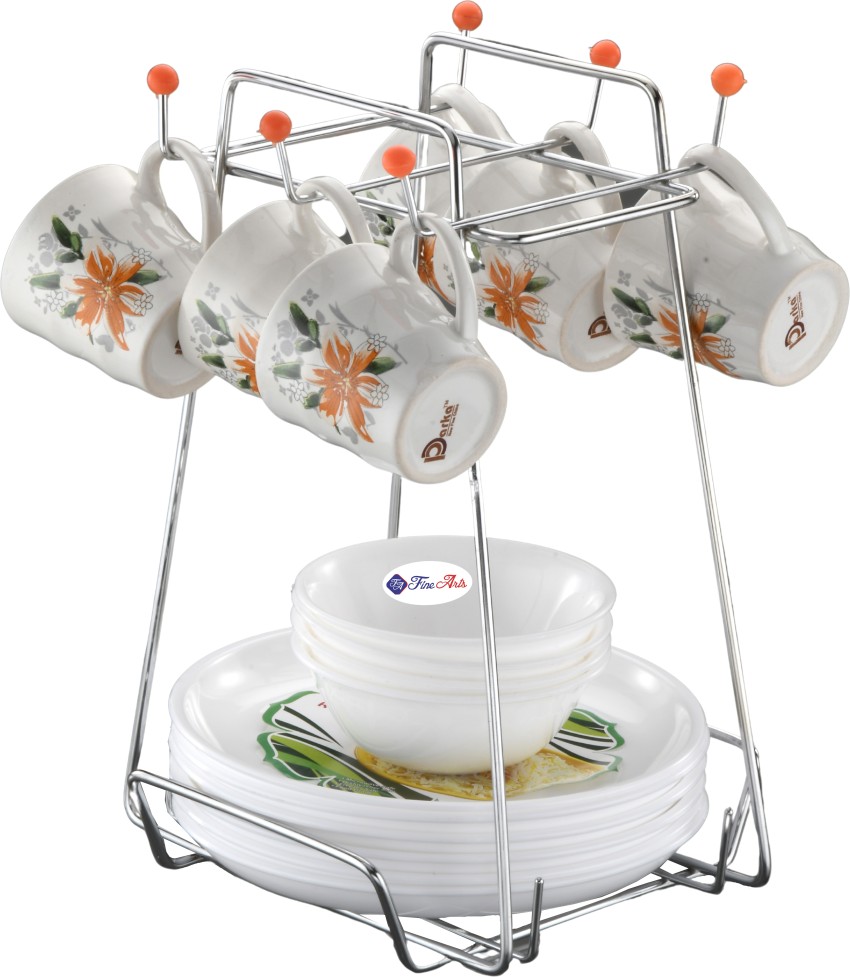 FineArts Cup Kitchen Rack Steel Pack of 2 Cup Saucer Plate Stand