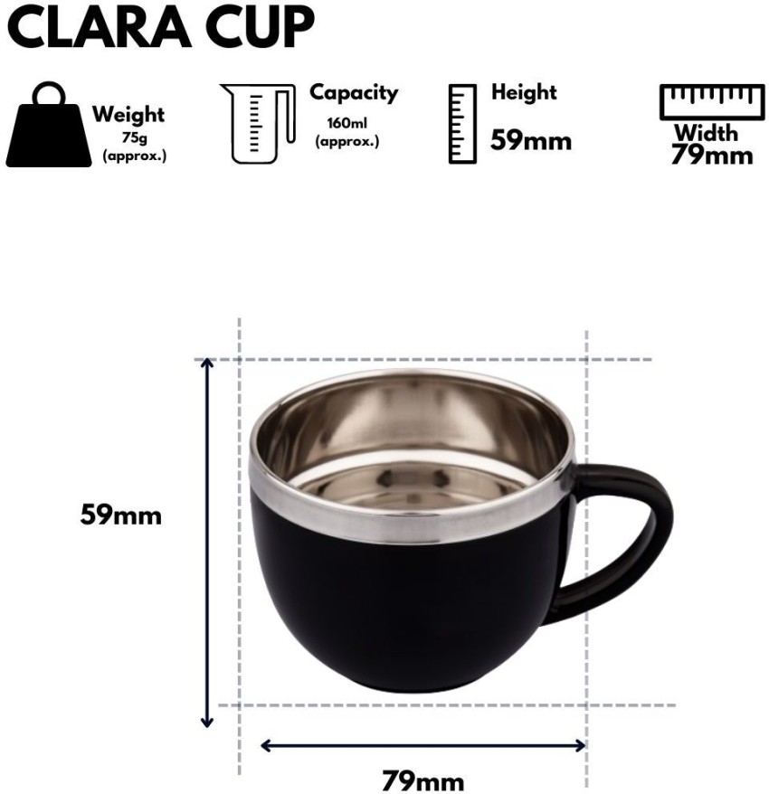 Espresso Mugs 80ml 160ml Set of 2 ,Stainless Steel Espresso Cups Set,  Insulated Tea Coffee Mugs Double Wall Cups Dishwasher Safe