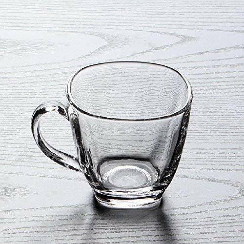 PAWNAM Pack of 6 Glass Crystal Clear Toughened Glass Coffee Mug