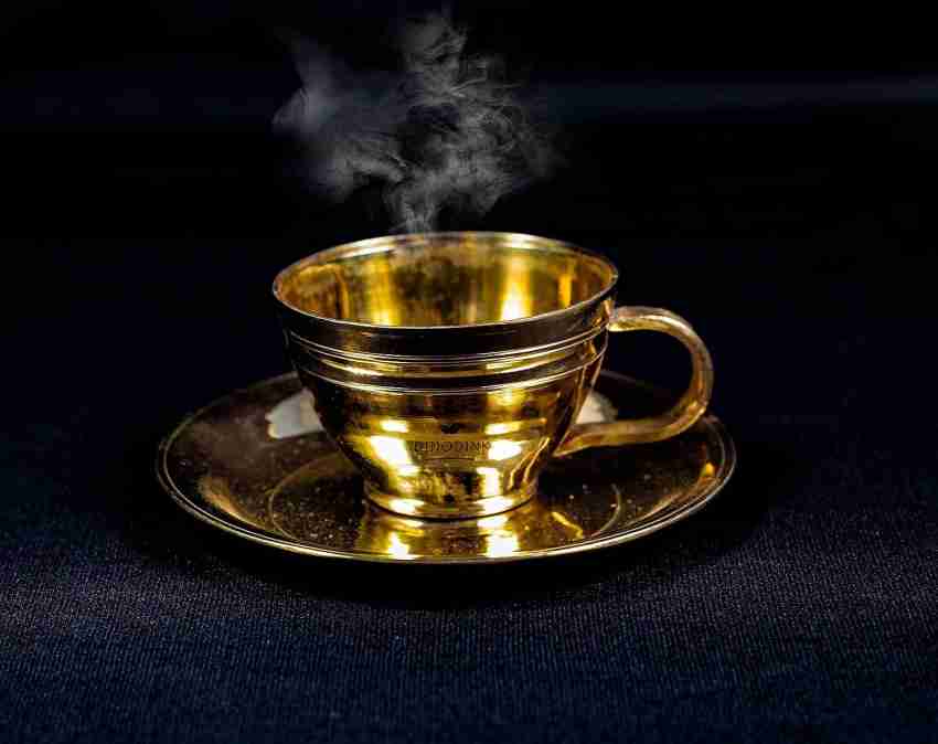 Brass World Tea Cup and Saucer Set 150 Ml,brass, Diwali Gift Item