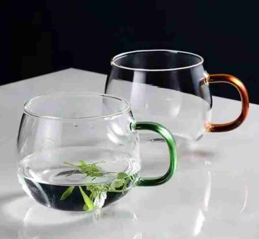 Espresso Cup, Double Wall Glass Coffee Cup with Handle Transparent Glass  Tea Coffee Mug Set Clear Diamond Coffee Mugs Drinkware