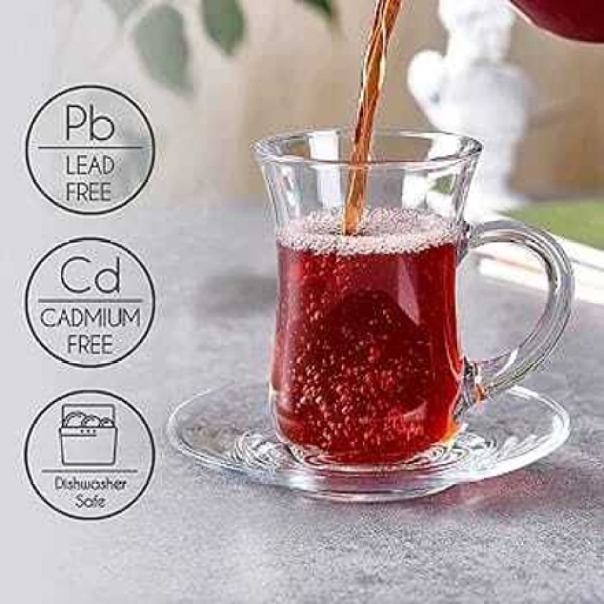 Buy Glass Tea Cup, Coffee Mugs with Handle-Royal tea cup (150ML) Online in  India – Skyborn