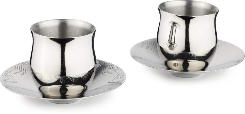 ARTTDINOX Pack of 2 Stainless Steel Steel Cup Saucer Tea Coffee Cups Luxury  Collection Jindal Price in India - Buy ARTTDINOX Pack of 2 Stainless Steel  Steel Cup Saucer Tea Coffee Cups