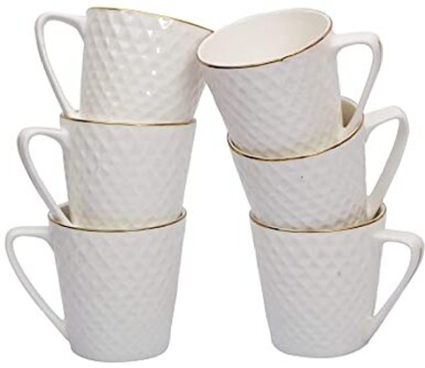 JAIPURART Set of 2 Plain White mug for Tea & Coffee Ceramic Coffee