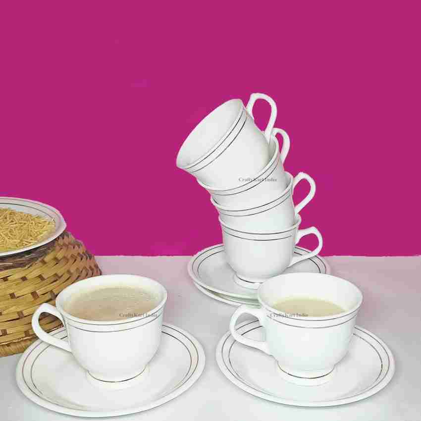 Olila Glass Tea Cup with Saucers 1pcs-E006 - Dada Bhai Crockeries