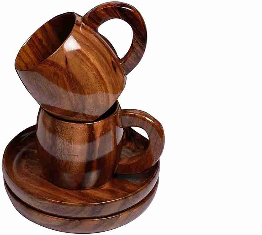 S.I Creation Wooden and Steel Handmade Coffee / Tea /Juice Cup for