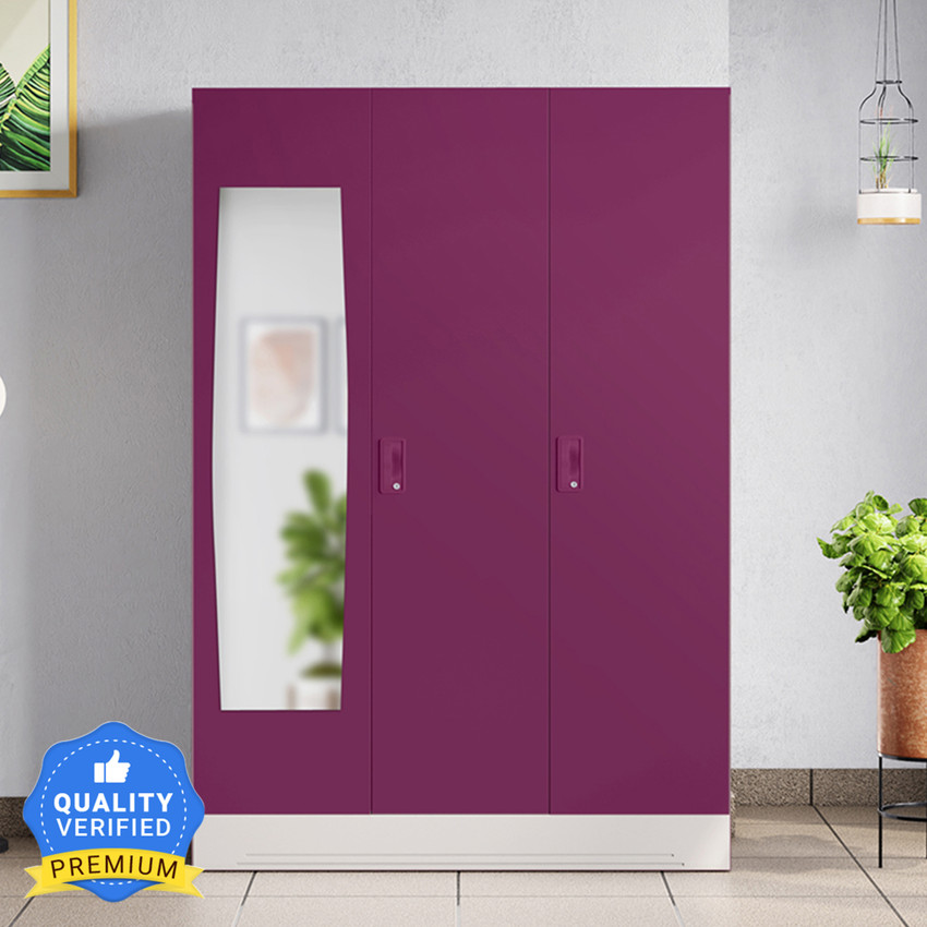 Godrej Interio Slimline 3 Door with Locker and Mirror Metal Almirah