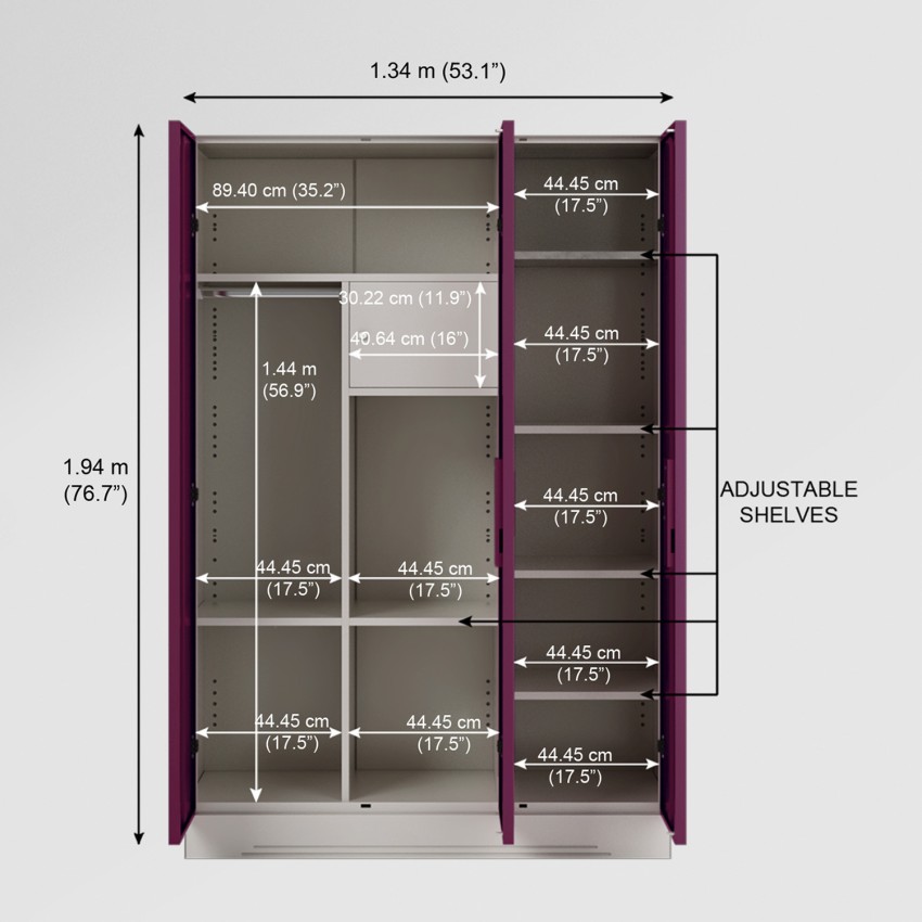 Godrej Interio Slimline 3 Door With Locker Metal Almirah Price in