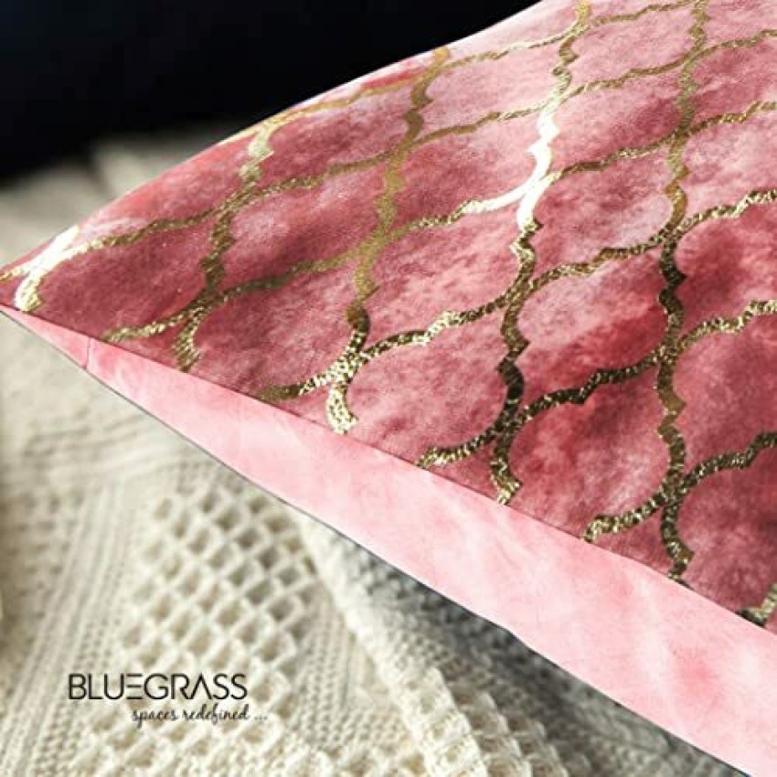 Buy BLUE GRASS Digital HD Foil Print Velvet Cushion Cover - Set of