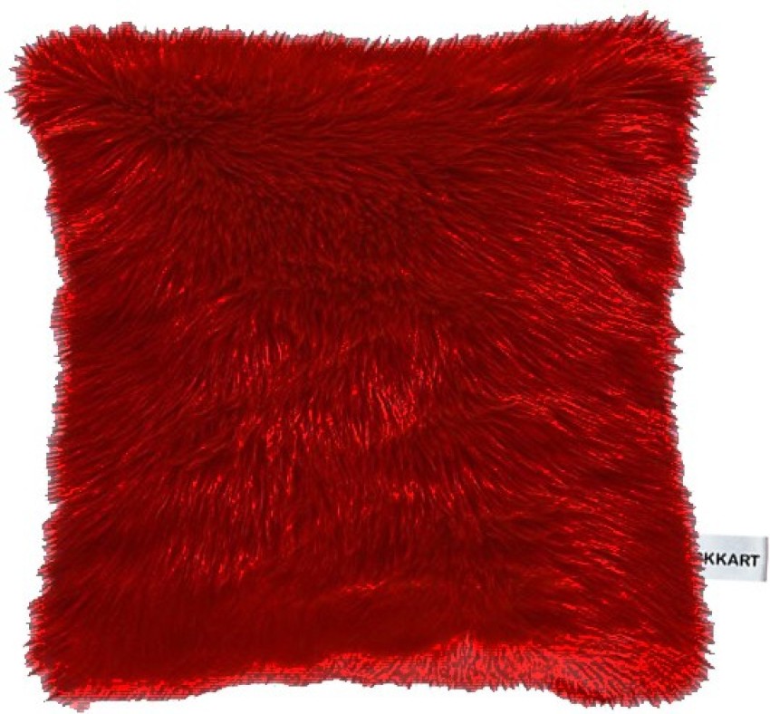 Red furry pillows sale