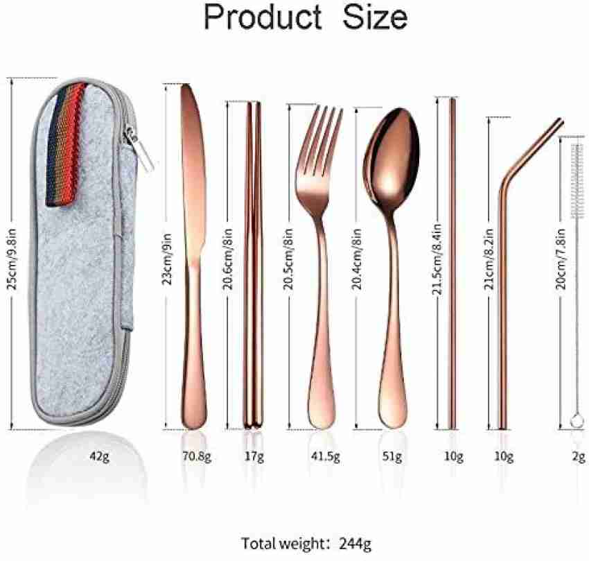 Travel Camping Cutlery Set, 8-Piece Portable Stainless Steel