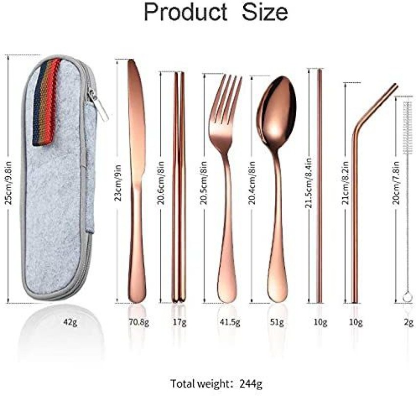 Travel Camping Cutlery Set, 8-Piece Portable Stainless Steel Reusable  Utensils with Case 