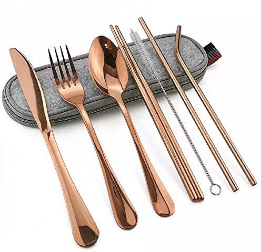 8-Pack Portable Stainless Steel Flatware Set, Travel Camping