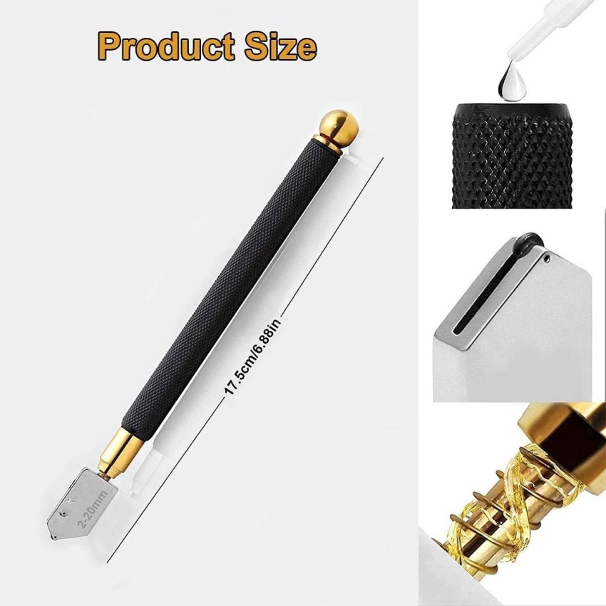 Professional Carbide Tungsten Alloy Handle Glass Cutter Tool with Range  2-20mm Professional Cutter for Thick Glass Mosaic and Tiles - Pencil Shape  & Design (Glass Cutter) (Regular)
