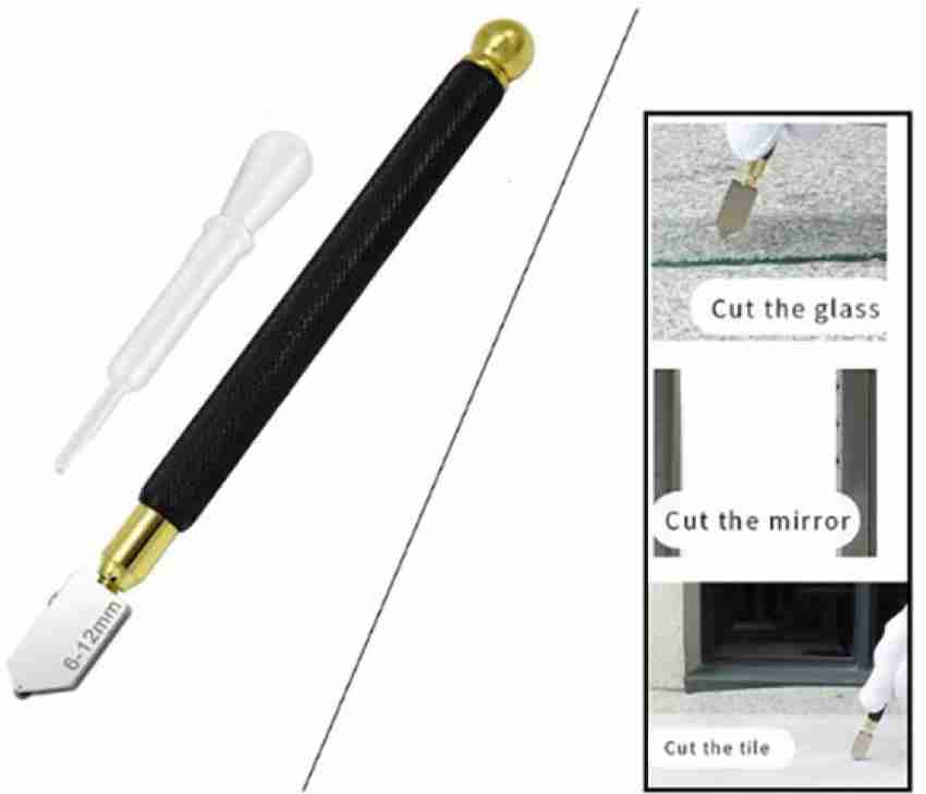 Pencil Style Glass Cutting Tools Kit Professional Oil Feed Carbide Tip Glass  Cutter 2-6 mm, 6-12 mm, 12-20 mm Glass Cutter Head with Mental Handle Cutter  Tool for Cutting Mirror, Tile and Glass