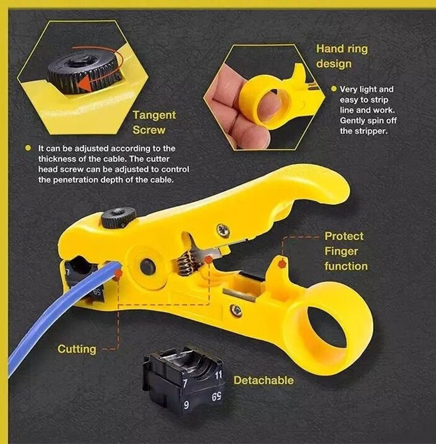Coaxial cable top cutter and crimper