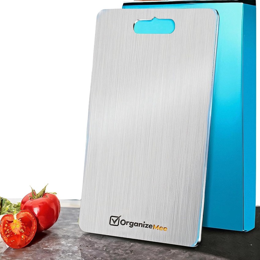 OrganizeMee Stainless Steel Chopping Cutting Metal Board Fruit Board for  KitchenDuty Safe Durable (Size 36 cm