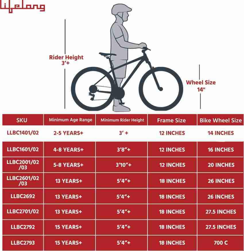 Bike size for height inches hot sale