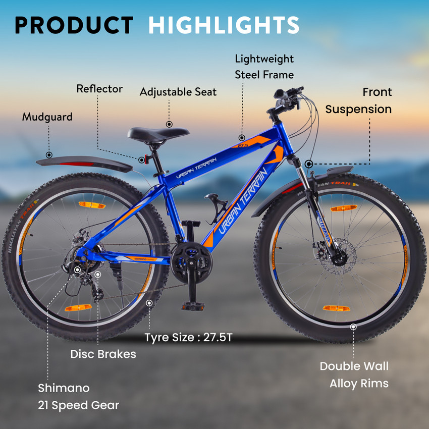 Urban Terrain Mountain Bike Shimano Geared Cycles for Men with Dual Disc Brake MTB UT1001 27.5 T Road Cycle Price in India Buy Urban Terrain Mountain Bike Shimano Geared Cycles for Men with Dual Disc ...
