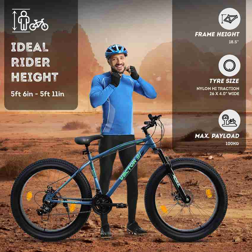 Vector 91 Monster Fat Bike with Shimano Gear 26 T Fat Tyre Cycle
